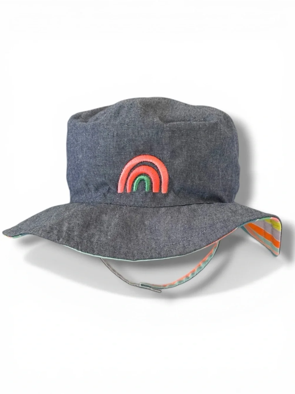 Kids Bucket Hat Rainbow Embroidered Blue Stripe Lined Sun Hat Target Toddler